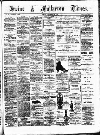 cover page of Irvine Times published on November 2, 1883