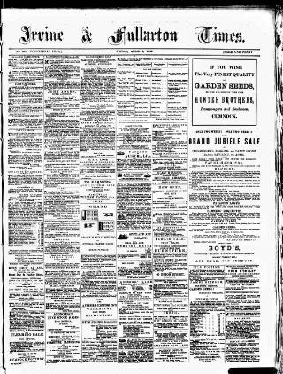 cover page of Irvine Times published on April 1, 1887