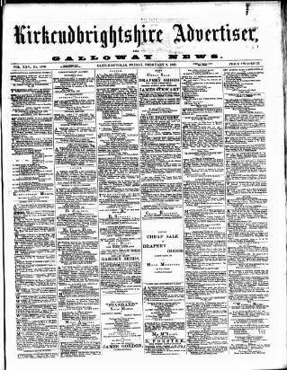 cover page of Galloway News and Kirkcudbrightshire Advertiser published on February 2, 1883