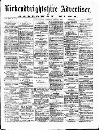cover page of Galloway News and Kirkcudbrightshire Advertiser published on September 17, 1886