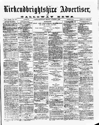 cover page of Galloway News and Kirkcudbrightshire Advertiser published on August 2, 1889