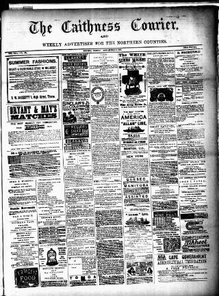 cover page of Caithness Courier published on November 2, 1883
