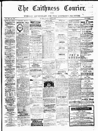 cover page of Caithness Courier published on August 2, 1889