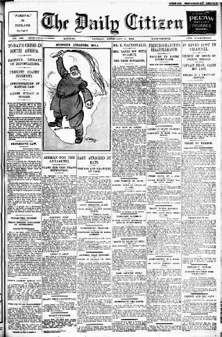 cover page of Daily Citizen (Manchester) published on February 2, 1914