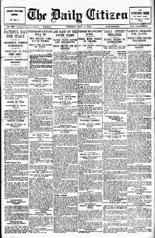 cover page of Daily Citizen (Manchester) published on May 4, 1915