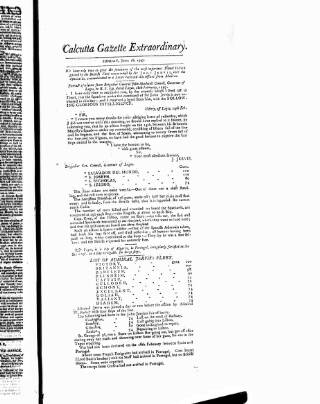 cover page of Calcutta Gazette published on June 18, 1797