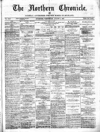 cover page of Northern Chronicle and General Advertiser for the North of Scotland published on August 2, 1905