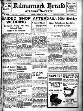 cover page of Kilmarnock Herald and North Ayrshire Gazette published on August 2, 1935