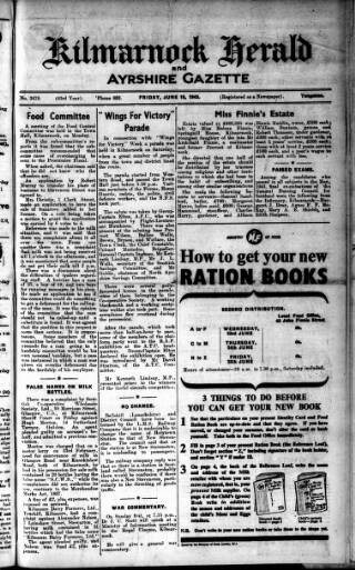 cover page of Kilmarnock Herald and North Ayrshire Gazette published on June 18, 1943