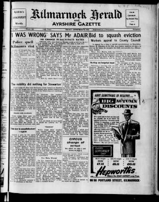cover page of Kilmarnock Herald and North Ayrshire Gazette published on September 17, 1954