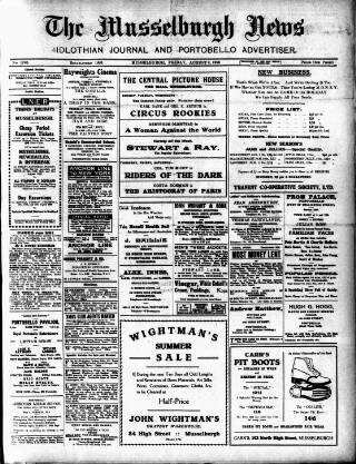 cover page of Musselburgh News published on August 2, 1929