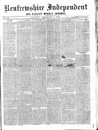 cover page of Renfrewshire Independent published on February 2, 1867
