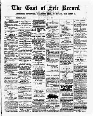 cover page of East of Fife Record published on November 2, 1883