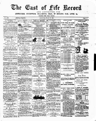 cover page of East of Fife Record published on March 19, 1886
