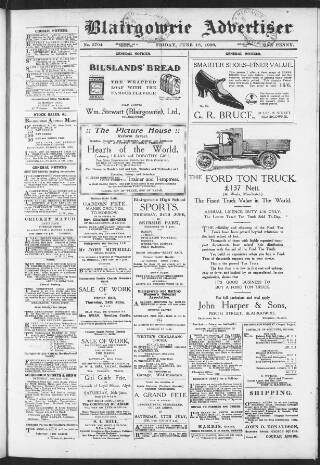 cover page of Blairgowrie Advertiser published on June 18, 1926