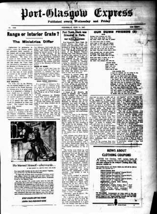cover page of Port-Glasgow Express published on June 18, 1947