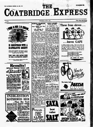 cover page of Coatbridge Express published on June 18, 1947