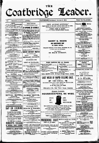 cover page of Coatbridge Leader published on August 2, 1913