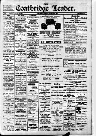 cover page of Coatbridge Leader published on September 17, 1927