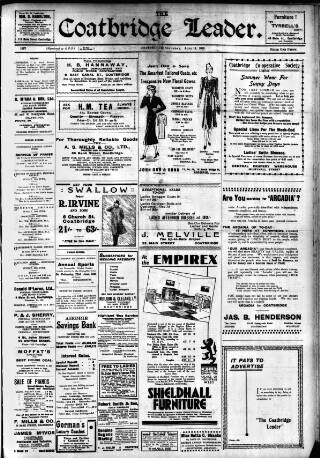 cover page of Coatbridge Leader published on June 18, 1938