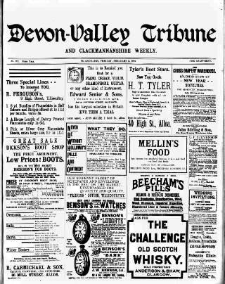 cover page of Devon Valley Tribune published on February 2, 1904