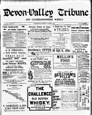 cover page of Devon Valley Tribune published on August 2, 1904