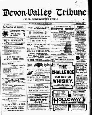 cover page of Devon Valley Tribune published on September 17, 1907
