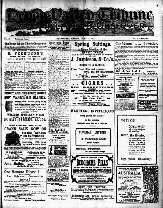 cover page of Devon Valley Tribune published on June 18, 1912