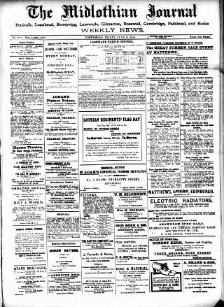 cover page of Mid-Lothian Journal published on June 18, 1915