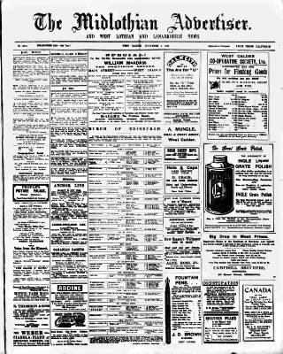 cover page of Midlothian Advertiser published on November 2, 1923