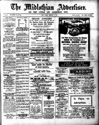cover page of Midlothian Advertiser published on February 2, 1940
