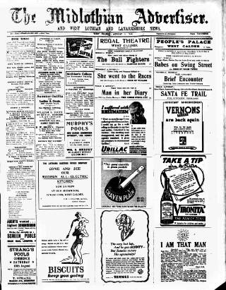 cover page of Midlothian Advertiser published on August 2, 1946