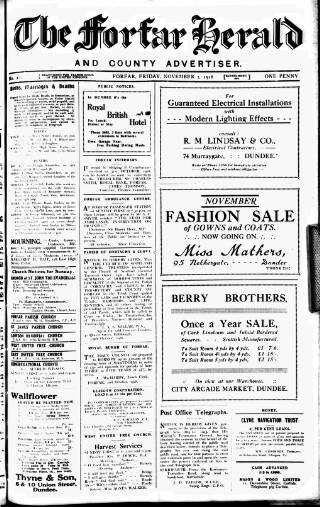 cover page of Forfar Herald published on November 2, 1928