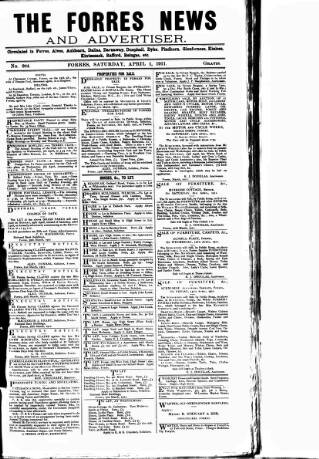 cover page of Forres News and Advertiser published on April 1, 1911