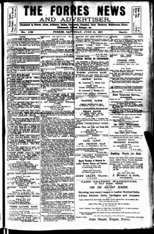 cover page of Forres News and Advertiser published on June 18, 1927