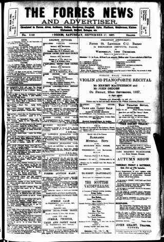cover page of Forres News and Advertiser published on September 17, 1927