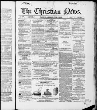 cover page of Christian News published on June 18, 1853
