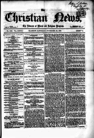 cover page of Christian News published on November 28, 1868