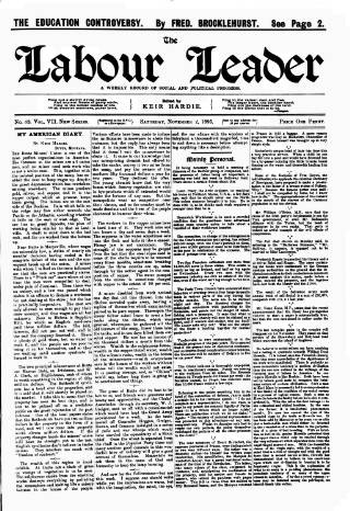 cover page of Labour Leader published on November 2, 1895