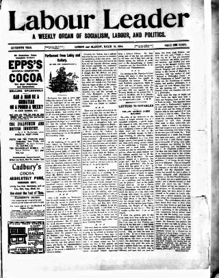cover page of Labour Leader published on March 19, 1904