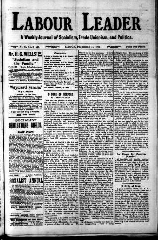 cover page of Labour Leader published on December 14, 1906