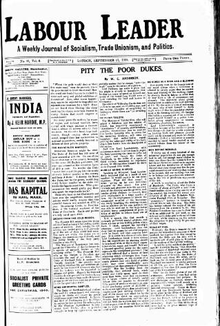 cover page of Labour Leader published on September 17, 1909
