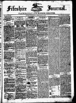 cover page of Fifeshire Journal published on February 2, 1837