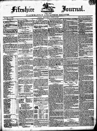 cover page of Fifeshire Journal published on June 18, 1840