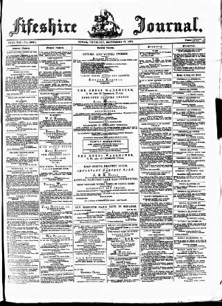 cover page of Fifeshire Journal published on September 17, 1874