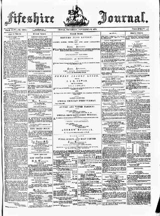 cover page of Fifeshire Journal published on November 2, 1876