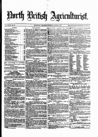 cover page of North British Agriculturist published on August 2, 1876