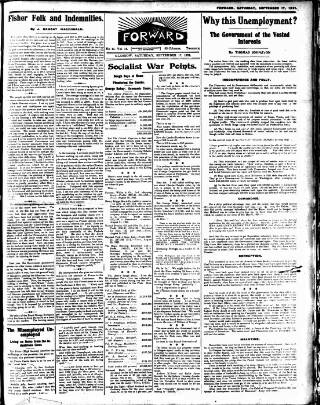cover page of Forward (Glasgow) published on September 17, 1921