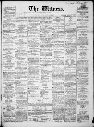 cover page of Witness (Edinburgh) published on November 2, 1850