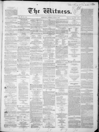 cover page of Witness (Edinburgh) published on June 18, 1853